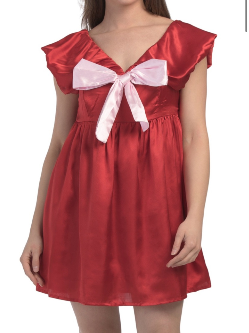 🆕- BY US TOGETHER Bow Front Two Tone Mini Dress With Pink Bow